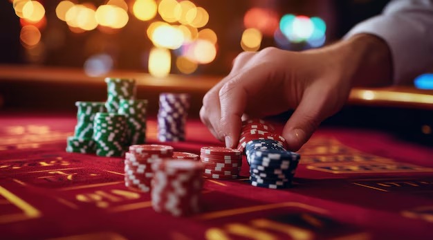 Live blackjack table with dealer and multiple player seats